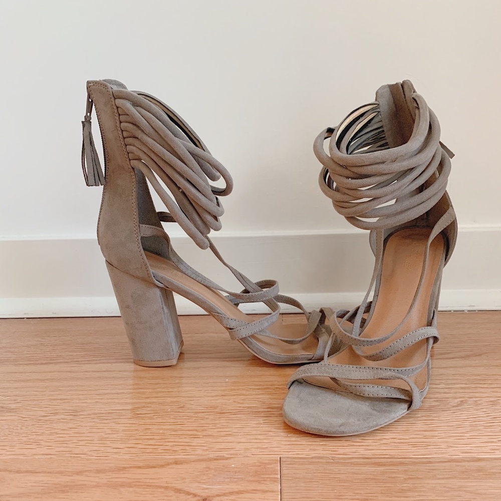 Brand New Beige Heel with Ankle Straps